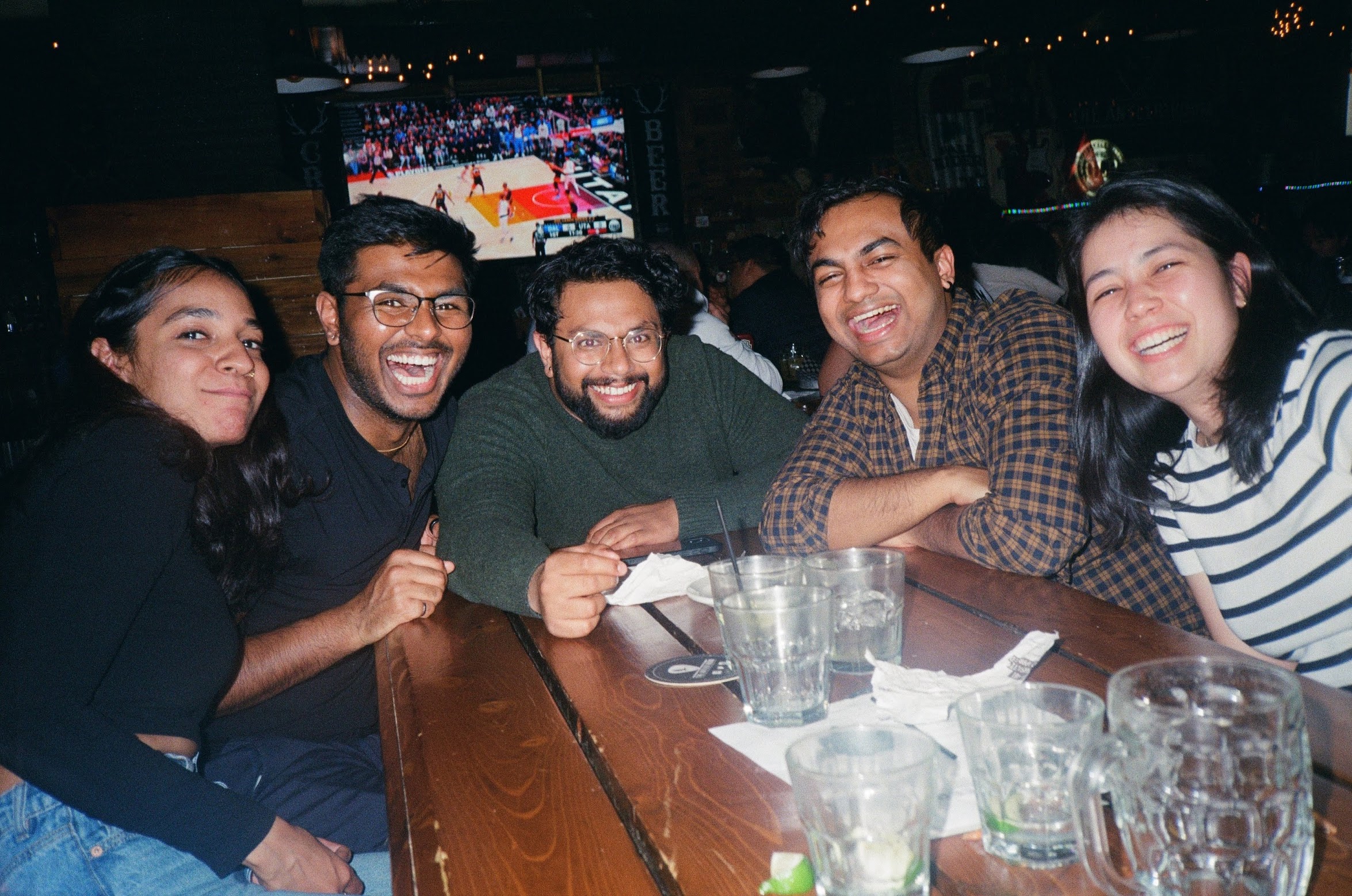 group of friends at the bar